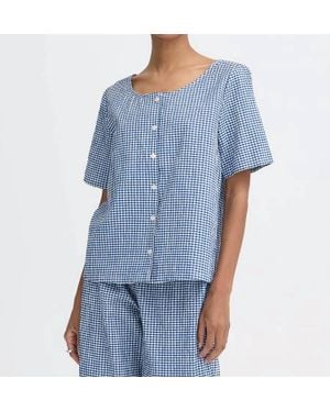Ichi Jilma Short Sleeve Blouse - Blue