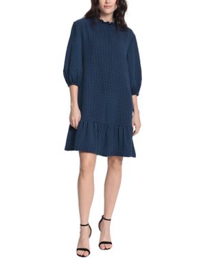 Donna Morgan Plaid Short Mini Dress - Blue