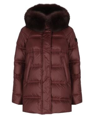 Peuterey Takan Fox Fur Hood Quilted Down Jacket - Red