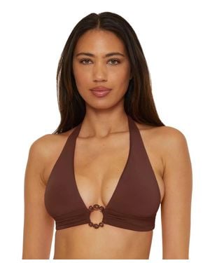 Becca Marble Canyon Ring Halter Bikini Top Mocha Swimwear Gbo3719 - Brown