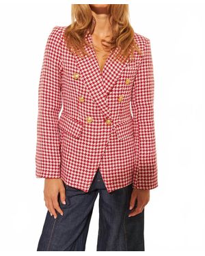 John + Jenn Cherry Houndstooth Blazer - Red