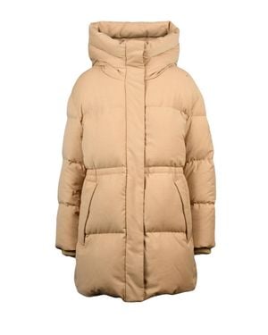 Add Quilted Down Parka With High Collar And Hood - Natural