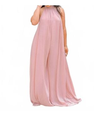 SurelyMine A Little Extra Wide Leg Halter Jumpsuit - Pink