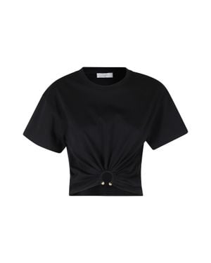 Rabanne Decorative Ring Ruched-Ring Cotton T-Shirt - Black