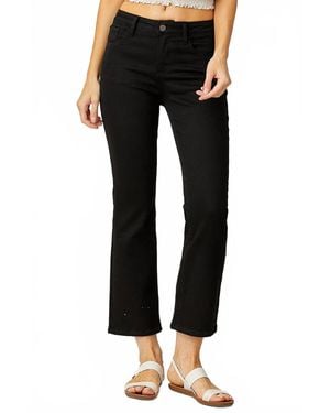 Risen Dominique Mid Rise Crop Straight Jeans - Black