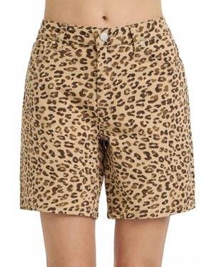 Risen High Rise Denim Shorts - Natural