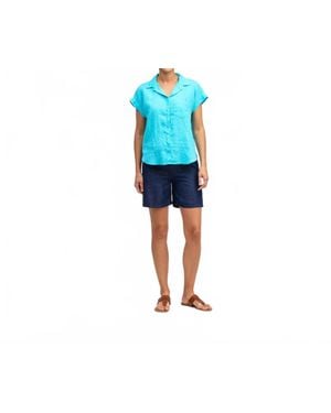 cut-loose Short Sleeve Pocket Shirt - Blue