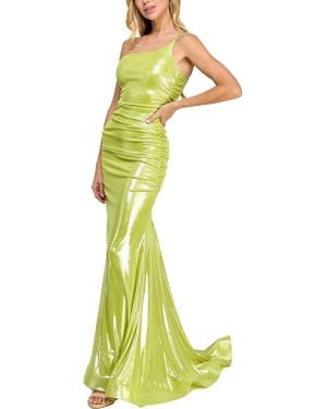 B Darlin Juniors Metallic One Shoulder Evening Dress - Yellow