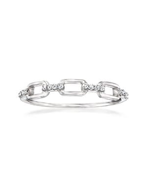RS Pure By Ross-Simons Diamond-Accented Paper Clip Link Ring - White