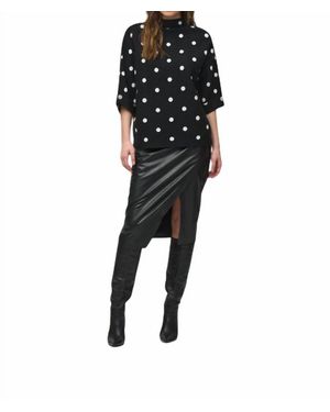 Joseph Ribkoff Jacquard Sweater Dot Print Top - Black