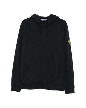 Stone Island Felpa Cotton Hoodie - Black