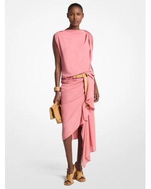 Michael Kors Wool Crepe Draped Blouse - Pink