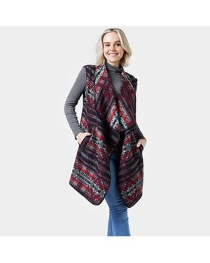 TRUEDAMES Western Pattern Vest With Pocket - Blue