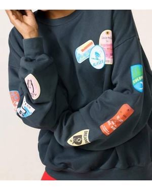 Daydreamer Ski Pass & Patch Oversized Sweatshirt - Blue