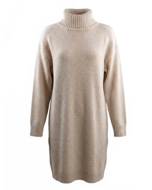 Zenana Turtle Neck Long Sleeve Sweater Dress - White