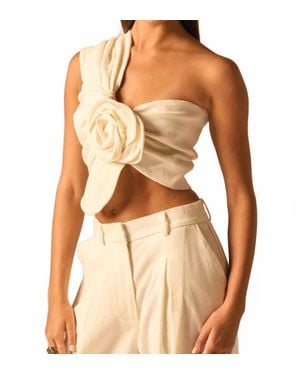 JBQ Camelia One Shoulder Cropped Top - Brown