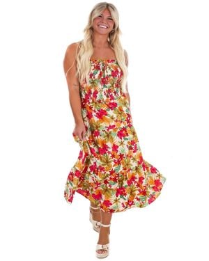 Blu Pepper Island Bloom Floral Midi Dress - White