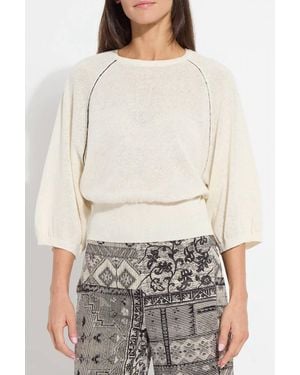 Lyssé Anabela Wide Sleeve Knit Linen Sweater - White