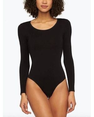 Yummie Scoop Neck Thong Bodysuit - Black