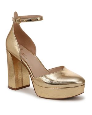 27 EDIT Giovanna Leather Pumps Platform Heels - Metallic