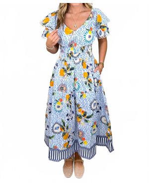 Emily Lovelock Valentina Print Dress - Blue