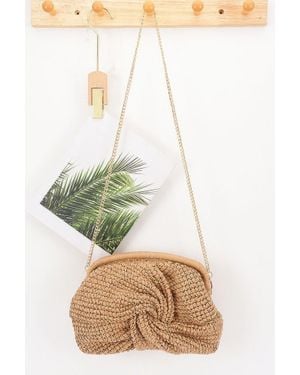 Fashnzfab Twist Knot Woven Crossbody Bag - Green