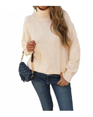Epretty Cable Knit Turtle Neck Sweater - Blue