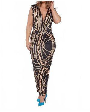 Circular Path Sleeveless Wrap Bodysuit - Multicolor