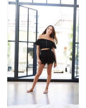 Theme Girls Gemma Heart Smocked Ruffle Mini Skirt - Black
