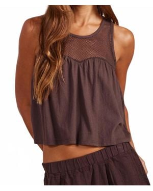 Bobi Mesh Sweetheart Tank Top - Brown