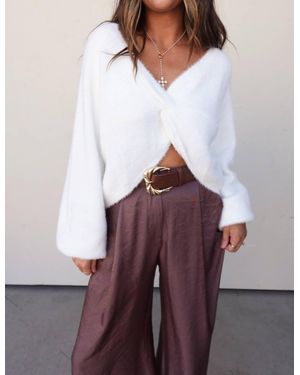 Cozy Co. Twist Front Sweater - Purple