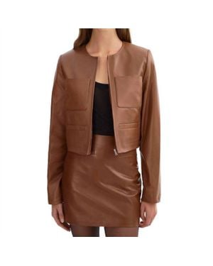 Lamarque Linette Leather Jacket - Brown