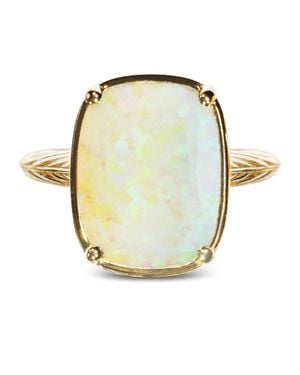 Sterling Forever Sterling Champagne Fire Opal Elongated Cushion Ring - Metallic