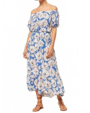 MISA Los Angles Paola Off The Shoulder Midi Dress - Blue