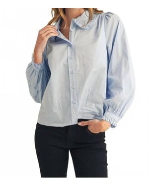 Jodifil Ruffle Collar Button-Down Top - Blue