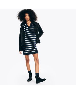 Nautica Striped Sweater Knit Dress - Black