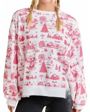 Main Strip Anabelle Holiday Toile Top - Pink