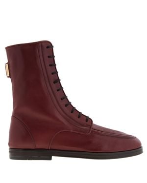 Ferragamo Ferragamo Debby Leather Lace-Up Boots, Size 7 C - Brown