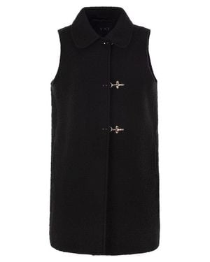 Fay Bouclé Fabric Waistcoat With Iconic Hook Closure - Black