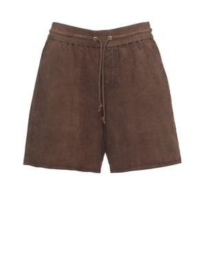 P.A.R.O.S.H. Marfa Drawstring Suede Shorts - Brown