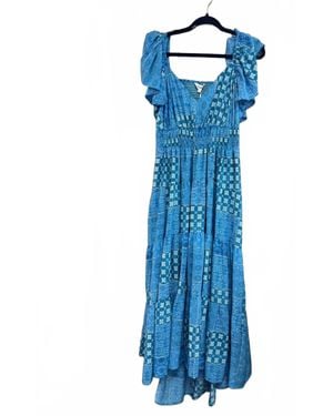 Davi & Dani Print Maxi Dress - Blue