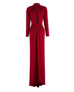 Saiid Kobeisy Jersey Pleated Long Dress - Red