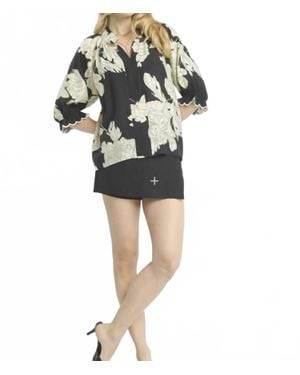 Umgee Peony Print Top - Black