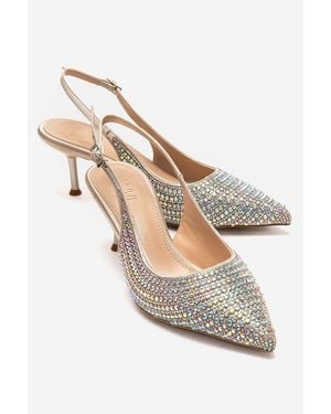 Prologue Shoes Yasmina Embellished Stiletto Pump - White