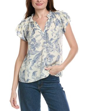Philosophy Flutter Print Blouse - Blue