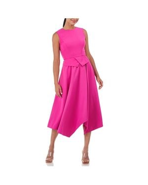 Kay Unger Midi Handkerchief Hem Cocktail And Party Dress - Pink