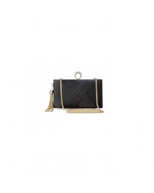 Babeyond Vintage Tassel Rhinestone Ring Clutch - Black