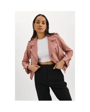 Lamarque Donna Iconic Leather Biker Jacket - Red