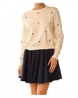 Skies Are Blue Embroidered Heart Sweater - Blue