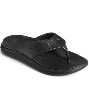 Sperry Top-Sider Windward Faux Leather Solid Thong Sandals - Black